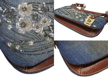 画像をギャラリービューアに読み込む, 極美品 Dolce&amp;Gabbana ドルチェ&amp;ガッバーナ ワンショルダーバッグ デニム スパンコール ショルダーバッグ ブルー ブラウン 中古 4b009257