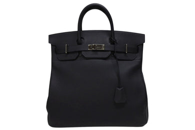 新品同様 HERMES エルメス ハンドバッグ オータクロア40 ネイビー B刻印 トゴ パラジウム金具 中古 4b009262