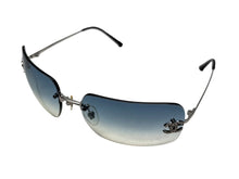 画像をギャラリービューアに読み込む, 極美品 CHANEL シャネル リムレス サングラス 4017-D c.124/55 サイズ62□17 120 ココマーク ラインストーン ブルー 中古 4b009273