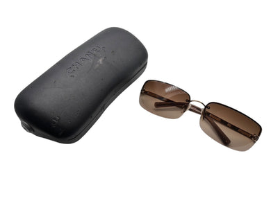 極美品 CHANEL シャネル ハーフリム サングラス 4113 c.292/13 サイズ65□15 120 ココマーク ブラウン ゴールド 中古 4b009290