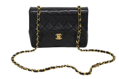 CHANEL シャネル ミニマトラッセ20 ショルダーバッグ 1番台 A01163 ブラック ラムスキン ゴールド金具 美品 中古4b009325
