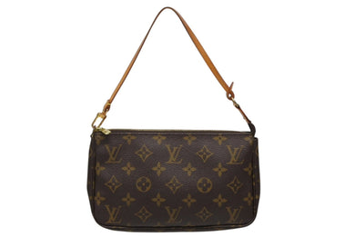 LOUIS VUITTON ルイヴィトン ポシェット アクセソワール アクセサリーポーチ M51980 モノグラム ブラウン レザー PVC 美品 中古 4b009335