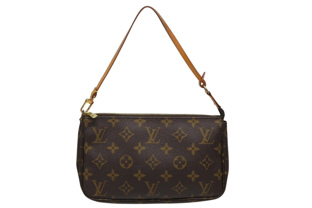 LOUIS VUITTON ルイヴィトン ポシェット アクセソワール アクセサリーポーチ M51980 モノグラム ブラウン レザー PVC 美品 中古 4b009335