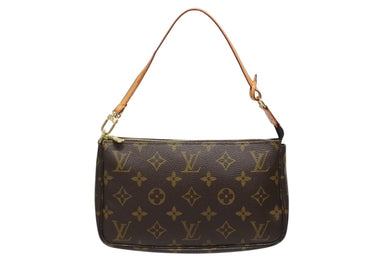 LOUIS VUITTON ルイヴィトン ポシェット アクセソワール アクセサリーポーチ M51980 モノグラム ブラウン レザー PVC 美品 中古 4b009337