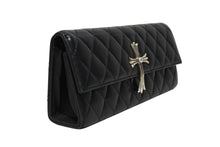 Load image into Gallery viewer, CHROME HEARTS クロムハーツ ディナーバッグ クラッチバッグ ラージクロス マトラッセ ラムスキン ブラック 中古 4b009367