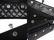 Load image into Gallery viewer, CHROME HEARTS クロムハーツ ディナーバッグ クラッチバッグ ラージクロス マトラッセ ラムスキン ブラック 中古 4b009367