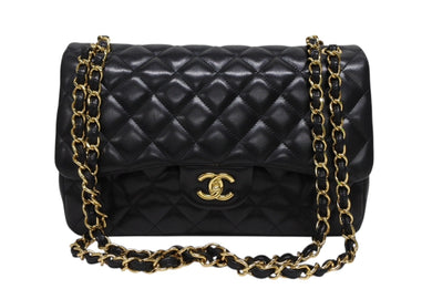 極美品 CHANEL シャネル デカマトラッセ 30 Wフラップ Wチェーンショルダーバッグ 15番台 ラムスキン ココマーク ゴールド金具 中古 4b009369