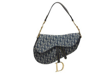 Load image into Gallery viewer, 極美品 Christian Dior クリスチャンディオール ワンショルダーバッグ サドルバッグ トロッター ガリアーノ期 キャンバス レザー ネイビー 中古 4b009373