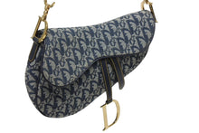 Load image into Gallery viewer, 極美品 Christian Dior クリスチャンディオール ワンショルダーバッグ サドルバッグ トロッター ガリアーノ期 キャンバス レザー ネイビー 中古 4b009373