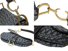 Load image into Gallery viewer, 極美品 Christian Dior クリスチャンディオール ワンショルダーバッグ サドルバッグ トロッター ガリアーノ期 キャンバス レザー ネイビー 中古 4b009373