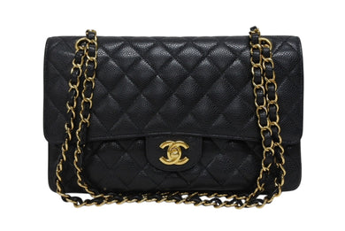 極美品 CHANEL シャネル マトラッセ25 Wフラップ Wチェーンショルダーバッグ AO1112 15番台 キャビアスキン ゴールド金具 中古 4b009376
