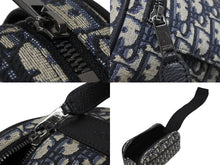 Load image into Gallery viewer, Christian Dior クリスチャンディオール ポーチ セカンドバッグ 2ESCA494YKY オブリーク ネイビー ジャガード カーフスキン 美品 中古 4b009527