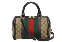 Load image into Gallery viewer, GUCCI グッチ ミニボストンバッグ ハンドバッグ シェリーライン 269876 502752 GGキャンバス ベージュ ゴールド金具 美品 中古 4b009536
