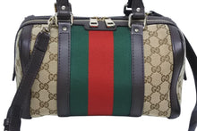 Load image into Gallery viewer, GUCCI グッチ ミニボストンバッグ ハンドバッグ シェリーライン 269876 502752 GGキャンバス ベージュ ゴールド金具 美品 中古 4b009536
