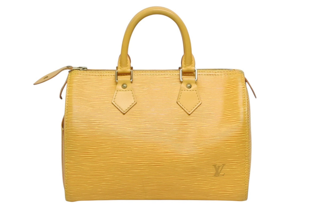LOUIS VUITTON ルイヴィトン スピーディ25 ハンドバッグ ボストンバッグ M43019 エピレザー イエロー ゴールド金具 美品 中古 4b009538