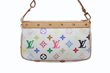 画像をギャラリービューアに読み込む, 新品同様 LOUIS VUITTON ルイヴィトン ポシェット アクセソワール アクセサリーポーチ M92649 ホワイト マルチカラー 村上隆 中古 4b009546