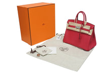 Load image into Gallery viewer, 新品未使用 HERMES エルメス ハンドバッグ K刻印 バーキン25 ヴォースイフト フランボワーズ シルバー金具 中古 4b009549