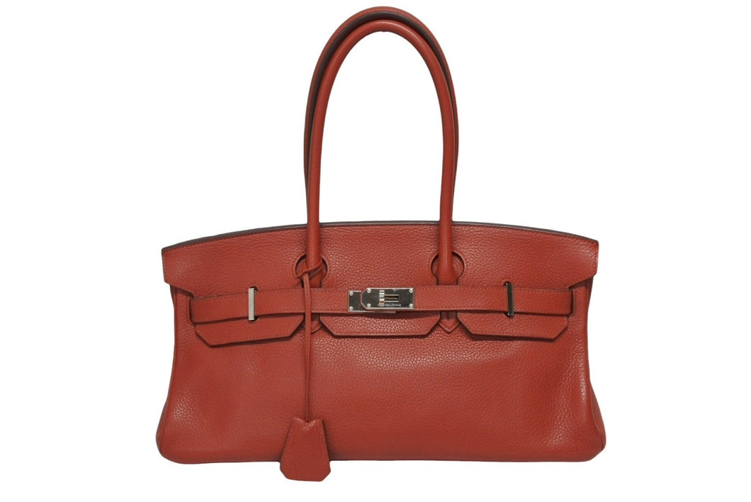 極美品 ゴルチェ期 HERMES エルメス ショルダーバーキン トリヨンクレマンス レッド □M刻印 ショルダーバッグ 中古 4b009564