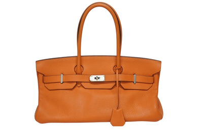 極美品 ゴルチェ期 HERMES エルメス ショルダーバーキン オレンジ トリヨンクレマンス ◻︎M刻 シルバー金具 中古 4b009565