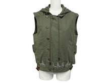 Load image into Gallery viewer, Christian Dior クリスチャンディオール ノースリーブジャケット 3P12022040 サイズ38 ラインストーン カーキ ガリアーノ期 美品 中古 4b009568