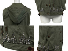 Load image into Gallery viewer, Christian Dior クリスチャンディオール ノースリーブジャケット 3P12022040 サイズ38 ラインストーン カーキ ガリアーノ期 美品 中古 4b009568