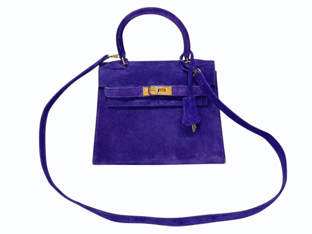 極美品 エルメス HERMES ○U刻印 ミニケリー 20 ドブリス パープル 純正ダイヤ付き 外縫い 2WAY ショルダーバッグ 中古 4b009581