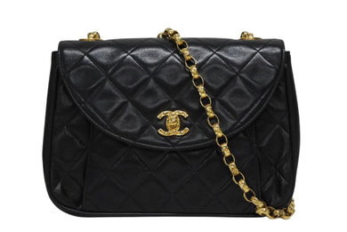 CHANEL シャネル ビジューチェーン ショルダーバッグ 2番台 ラムスキン ココマーク キルティング ブラック ゴールド金具 美品 中古 4b009611