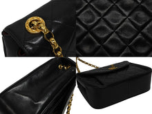 Load image into Gallery viewer, CHANEL シャネル ビジューチェーン ショルダーバッグ 2番台 ラムスキン ココマーク キルティング ブラック ゴールド金具 美品 中古 4b009611