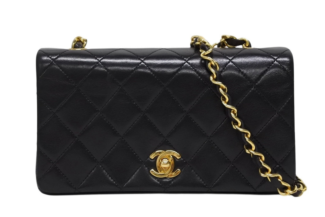 極美品 CHANEL シャネル フルフラップ ミニマトラッセ19 Sチェーンショルダーバッグ 1番台 ラムスキン ココマーク ゴールド金具 中古 4b009612