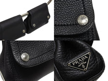 Load image into Gallery viewer, 極美品 PRADA プラダ 97FW ループ ワンショルダーバッグ レザー ブラック アーカイブ トライアングルロゴ金具 シルバー金具 中古 4b009631