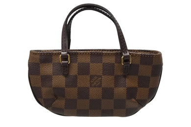 極美品 LOUIS VUITTON ルイヴィトン マノスクGM ポーチ N51120 ダミエ エベヌ PVC レザー ゴールド金具 中古 4b009636