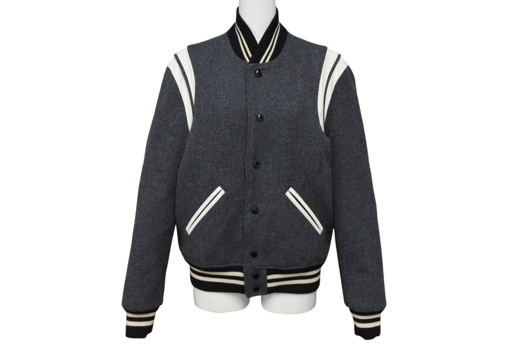 SAINT LAURENT PARIS サンローランパリ テディジャケット スタジャン 354718 グレー サイズ42 美品 中古 4b009641