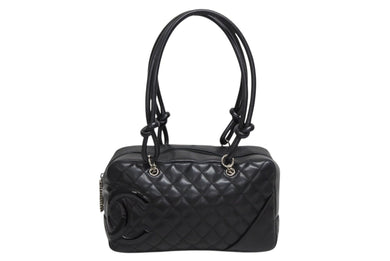 CHANEL シャネル ポーチ ハンドバッグ カンボンライン ココマーク 13番台 ラムスキン ブラック 美品 中古 4b009644