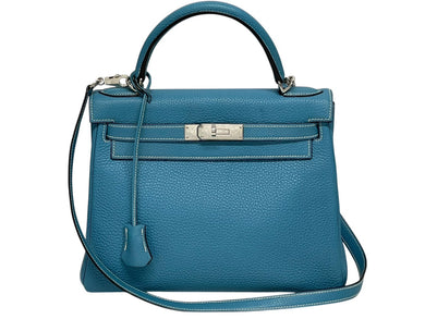 HERMES エルメス ケリー28 内縫い ブルージーン ◻︎I刻印 トリヨンクレマンス シルバー金具 ハンドバッグ 美品 中古 4b009648