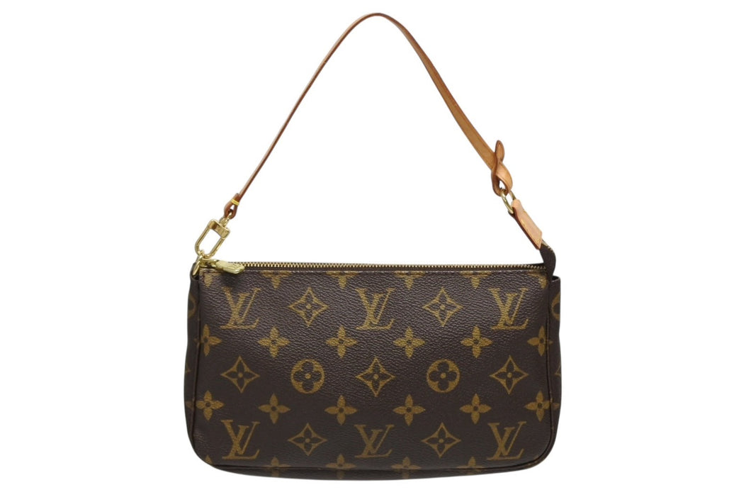LOUIS VUITTON ルイヴィトン ポシェット アクセソワール アクセサリーポーチ M51980 モノグラム ブラウン レザー PVC 美品 中古 4b009656