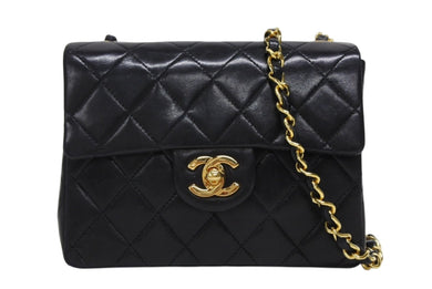 極美品 CHANEL シャネル ミニマトラッセ17 ショルダーバッグ ココマーク 1番台 ラムスキン ブラック ゴールド金具 中古 4b009683