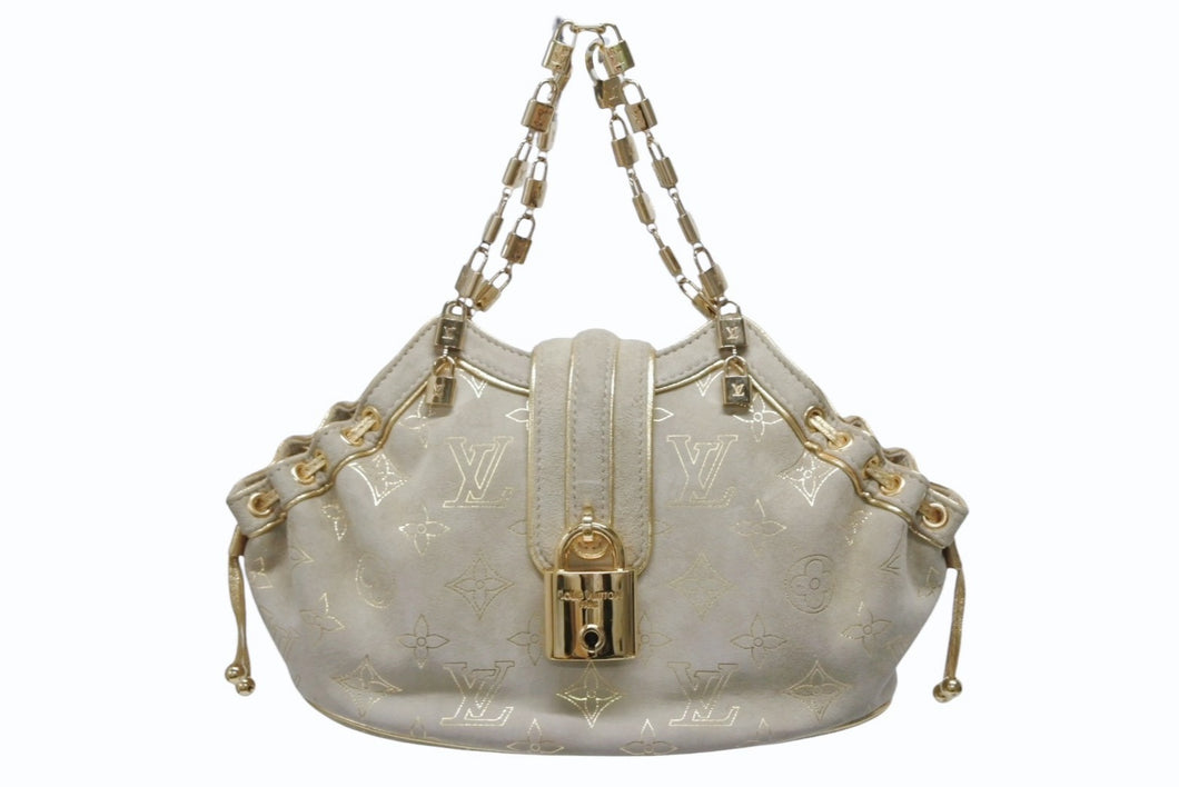 極美品 LOUIS VUITTON ルイヴィトン テダPM ハンドバッグ M92373 モノグラム エクストラオーディネル ヌバック ベージュ 中古 4b009686