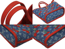 Load image into Gallery viewer, 新品未使用 LOUIS VUITTON ルイヴィトン 村上隆 LV × TM ネヴァーフルインサイドアウトBB トートバッグ M14997 モノグラムデニムチェリー ブルー レッド 中古 4b009710