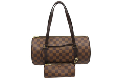 極美品 LOUIS VUITTON ルイヴィトン パピヨン30 ハンドバッグ N51303 ダミエ エベヌ ブラウン ゴールド金具 中古 4b009711