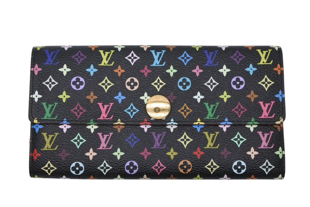 LOUIS VUITTON ルイヴィトン 長財布 村上隆 ポルトフォイユサラ M93533 TH0056 ブラック モノグラムマルチカラー 美品 中古 4b009764