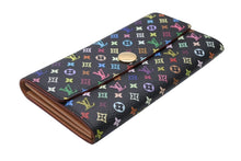 画像をギャラリービューアに読み込む, LOUIS VUITTON ルイヴィトン 長財布 村上隆 ポルトフォイユサラ M93533 TH0056 ブラック モノグラムマルチカラー 美品 中古 4b009764