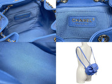 Load image into Gallery viewer, 新品同様 CHANEL シャネル マトラッセスモールバックパック リュック ランダム番台 カーフスキン ブルー シルバー金具 中古 4b009767