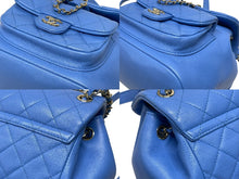Load image into Gallery viewer, 新品同様 CHANEL シャネル マトラッセスモールバックパック リュック ランダム番台 カーフスキン ブルー シルバー金具 中古 4b009767
