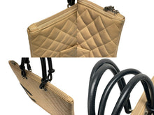Load image into Gallery viewer, CHANEL シャネル カンボンライン フラット トートバッグ 9番台 カーフスキン ココマーク ベージュ ブラック シルバー金具 美品 中古 4b009768
