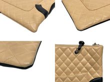 Load image into Gallery viewer, CHANEL シャネル カンボンライン フラット トートバッグ 9番台 カーフスキン ココマーク ベージュ ブラック シルバー金具 美品 中古 4b009768