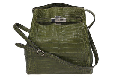 極美品 HERMES エルメス KELLY SPORTS ケリースポーツMM ショルダーバッグ ニロティカス アニスグリーン シルバー金具 □D刻印 中古 4b009769