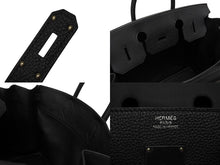 Load image into Gallery viewer, 新品未使用 HERMES エルメス ソーブラック ハンドバッグ オータクロア40 ブラック K刻印 トゴ ブラック金具 中古 4b009774