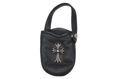 CHROME HEARTS クロムハーツ PHONE CASE フォンケース CH タイニークロス レザー シルバー925 美品 中古 4b009775