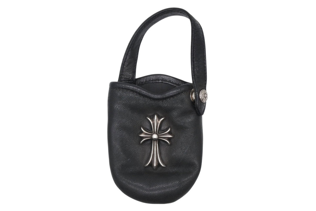 CHROME HEARTS クロムハーツ PHONE CASE フォンケース CH タイニークロス レザー シルバー925 美品 中古 4b009775