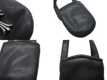 Load image into Gallery viewer, CHROME HEARTS クロムハーツ PHONE CASE フォンケース CH タイニークロス レザー シルバー925 美品 中古 4b009775